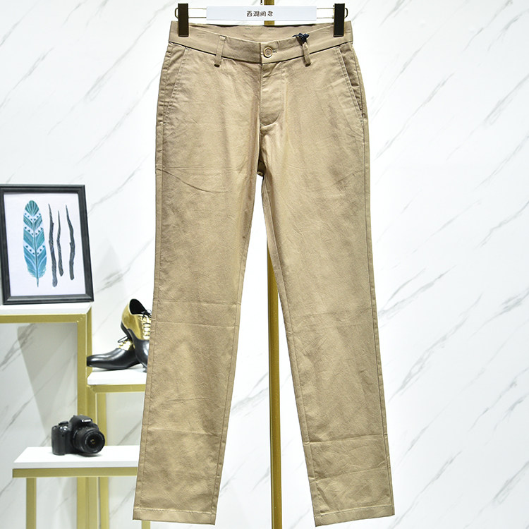 Men's clothing West Lake loft Old (pituitary) autumn high waist cotton high pick up long leg smoke pipe pants CX4119