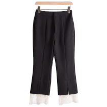 West Lake Pavilion (S) high-end spring loose slim lace lace split nine-point trousers S999 cut mark