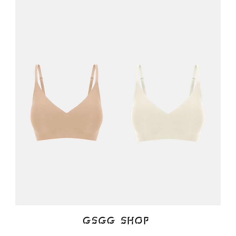 Gsgg Pure Yuan Korean Style Best-Selling V Brand Ultra Comfortable Silky Smooth Fine Texture Wireless Seamless Multi-Color Bra Underwear