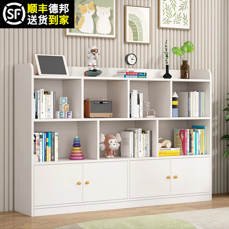 Children's bookshelf shelves floor shelves leaning against wall solid wood bookshelves Multi-level Easy Home Living room Contained Bookcases-Taobao