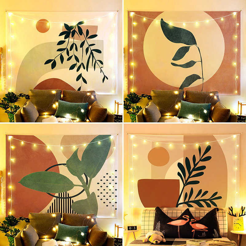 Nordic Brief Hanging Bouins Wind Background Fabric Red Arrangement Room Decoration Bedroom Dormitory Bedside Tapestry Tapestry Wall Cloth