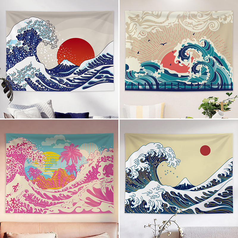 Japan-style Hanging Cloth Background Cloth Floating Painting God Nagawa Surf tattoo studio Decorative Wall Cloth Wall Blanket Tapestry Tapestry