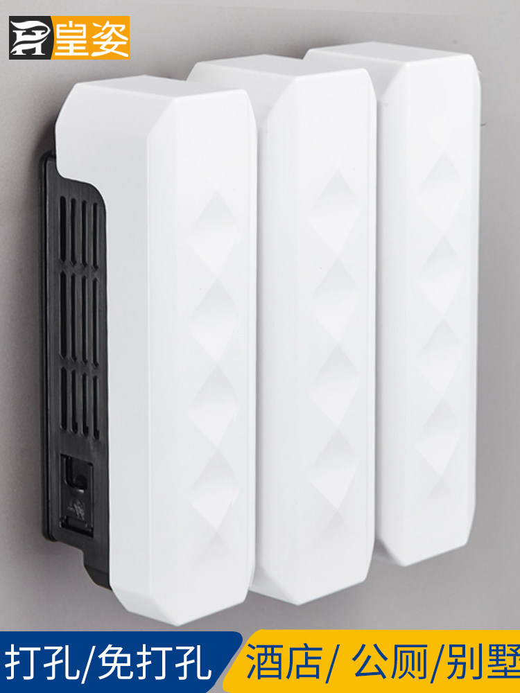 Bathroom soap dispenser wall-mounted punch-free makeup room hand sanitizer box wall-mounted presser hotel shower gel bottle rack