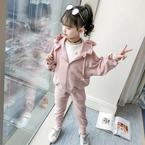 South Korea Girl Casual Suit Online Red CUHK Tong Hat Spring Autumn Children Clothes Sports Jacket Pants Two Pieces