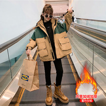 South Korea Girl Coats Autumn Winter Clothing 2021 Ocean Gas Girls Loose Clip Cotton Weaters Children Casual Thickening Medium Long