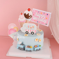 61 61 Childrens Day cake Decorative Swing Piece Mesh Red Plug-in Small Car Ice Cream Inserted Birthday Party Card