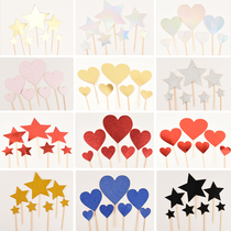 Baking Cake Decoration Mirror Shiny Pink Size Number Stars Loving Birthday Cake Decoration Inserted card Card Hem