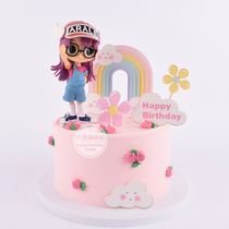 Birthday Cake Decoration Pendulum plug-in plug-in Red Creative Glasses Alalei Dessert Baking Festival Dress
