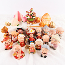 Sukongsuo birthday cake Birthday Cake Decoration Pendulum with Peach Yuanyao Bao Sunoodle Old Man Wishing Susushi Red Baking Dress