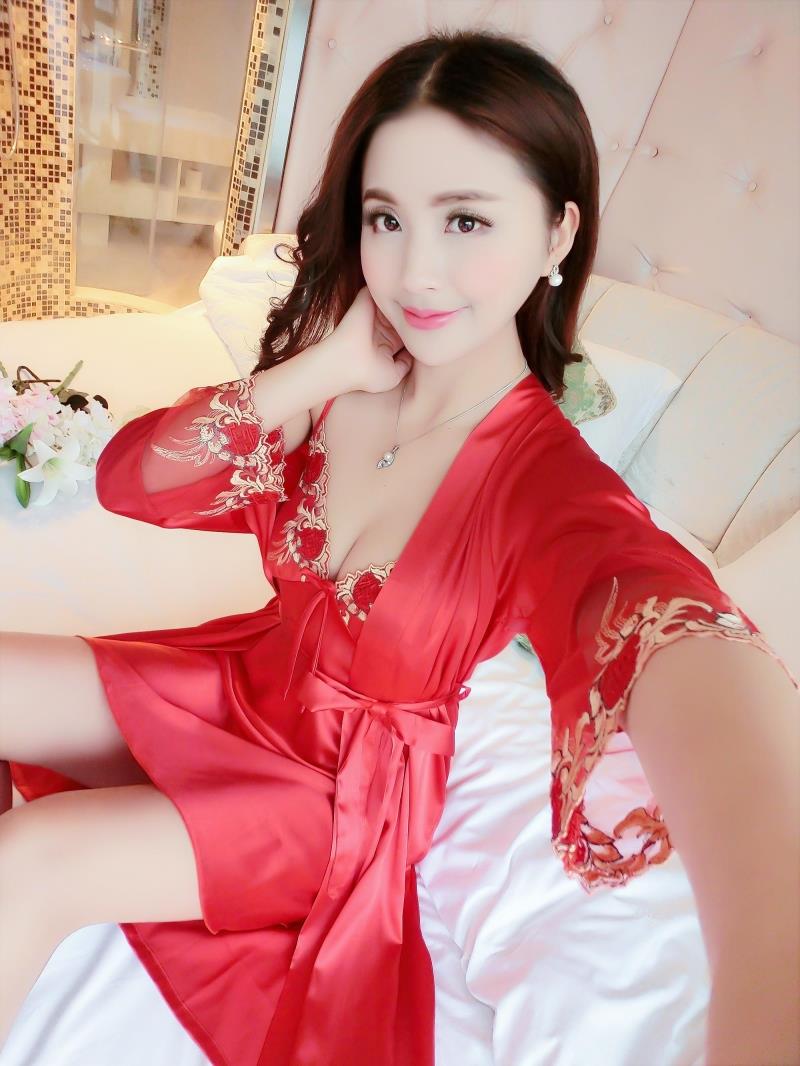 Mùa xuân và mùa thu dài tay áo ngủ lụa nữ đầm ngủ 2 dây
