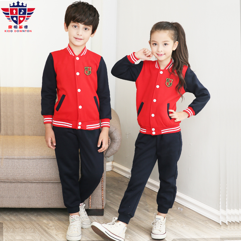 Kindergarten garden suit spring and autumn children's spring and summer dress red English college sportswear school uniform customized