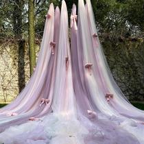 Pink mesh ins style scene layout birthday wedding stage decoration gauze elegant solid color pink soft mesh