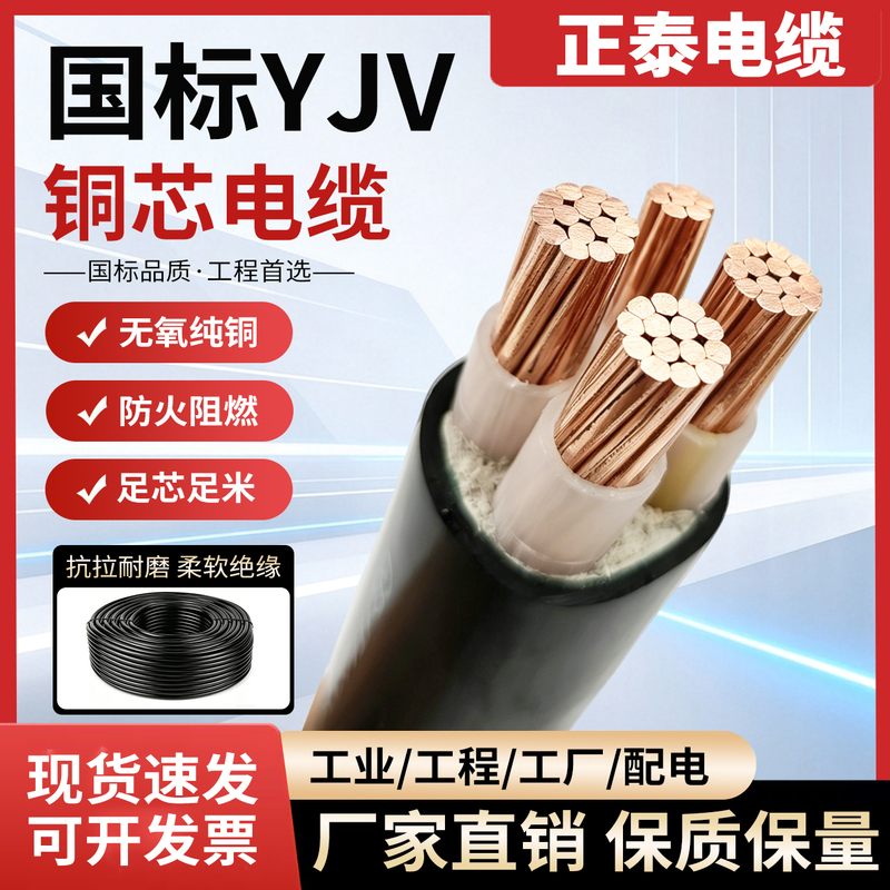 National Standard Yjv Copper Core Cable 2/3/4/5 Core X10/16/25/35 Square Three-Phase Four-Wire Power Cable National Standard Yjv Copper Core Cable 2/3/4/5 Core X10/16/25/35 Square Three-Phase Four-Wire Power Cable