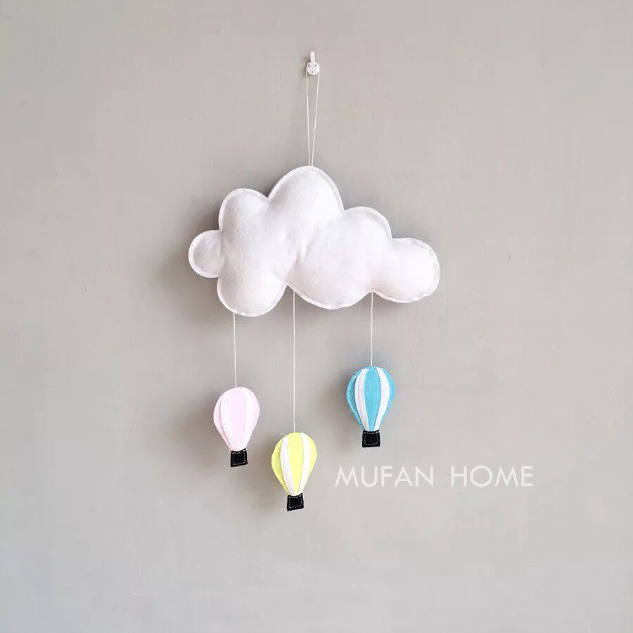 ins Nordic Hot air balloon Cloud hanging Children's room decoration Hanging wall decoration Wall decoration Kindergarten Children's clothing store hanging