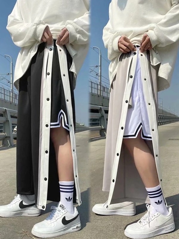 American-Style Button-Up Pants for Men, Spring and Autumn, Fully Buttoned, Quick to Take Off, Trendy Sports Casual Straight-Leg Pants, Basketball Training Warm-Up Pants American-Style Button-Up Pants for Men, Spring and Autumn, Fully Buttoned, Quick to Take Off, Trendy Sports Casual Straight-Leg Pants, Basketball Training Warm-Up Pants