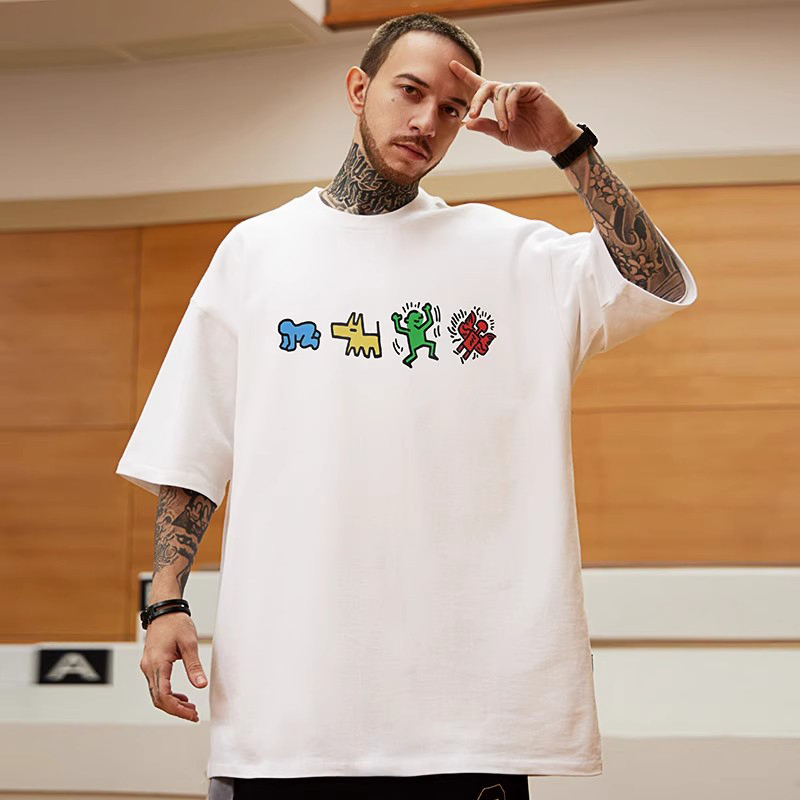 300g Heavy Embroidered T-Shirt for Men and Women, Short-Sleeved, 2026 Summer New Style, Pure Cotton, Loose Half-Sleeve, Plus Size, Oversized T-Shirt