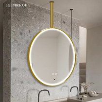 Ceiling bathroom round hanging mirror hanging toilet toilet with lamp defogging mirror bathroom luminous mirror custom