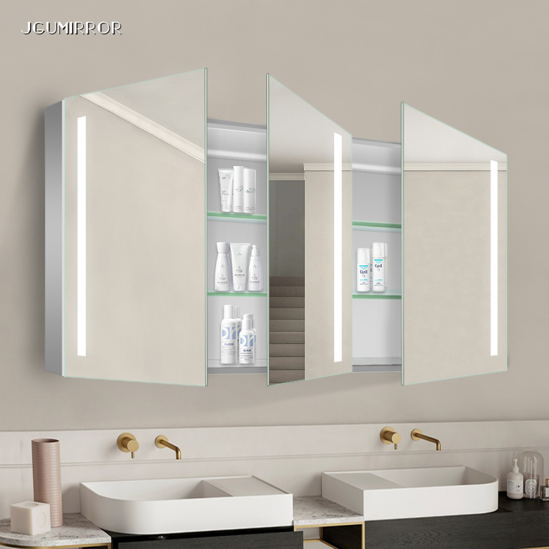 Smart bathroom double-sided mirror cabinet aluminum alloy storage storage locker waterproof mirror toilet mirror custom
