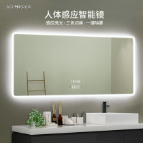 led toilet bathroom anti-fog mirror toilet smart mirror touch screen wall toilet wash table luminous mirror