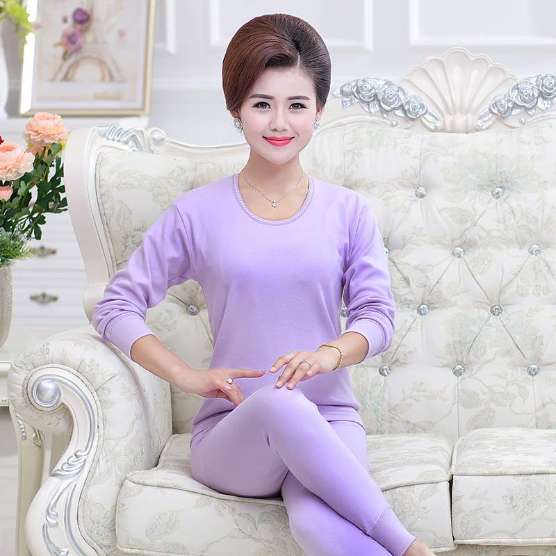 . Trung niên và người già quần áo mùa thu mùa thu quần bông bộ đồ lót womens thiết lập cao bà già và cổ áo thấp quần áo mùa thu lỏng lẻo.