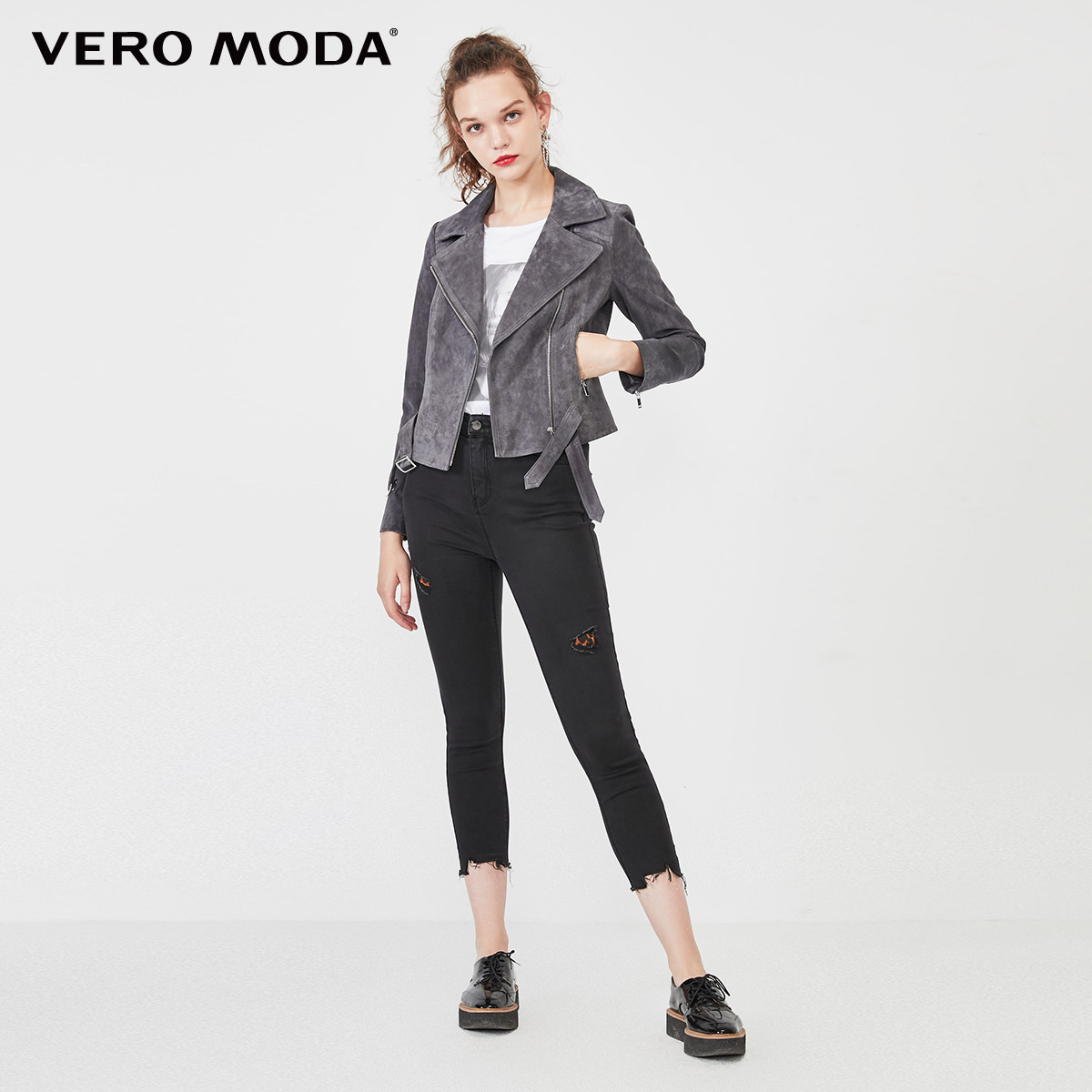 Vero Moda gió đẹp trai chống nhung da lợn da ngắn váy cô gái) 319310516