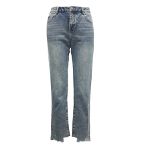 Vero Moda jeans women 2024 spring and summer new mid-waist design senses Mao side 70% straight drum pants retro