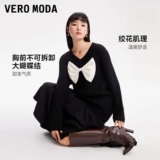 Vero moda, трикотажный демисезонный милый женский свитер с бантиком, оверсайз, V-образный вырез
