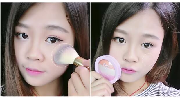 Mới BY NANDA kem tim máy 3 màu bột nở má hồng rang để tăng cường màu sắc để sửa đổi khuôn mặt người mới bắt đầu - Blush / Cochineal má hồng sivanna