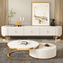 2022 new slate coffee table TV cabinet living room modern simple light luxury small apartment telescopic large and small round combination
