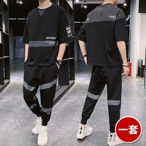 Men Short Sleeve T-shirt Suit Summer 2020 New Trends Matching Sports Casual Handsome set of clothes men dx