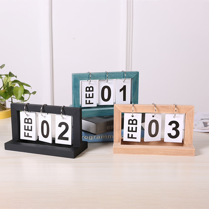 2026 Creative Desktop Calendar Wooden Flip Calendar Ornament Entrance Hall Kindergarten Photo Date Sign Photography Props