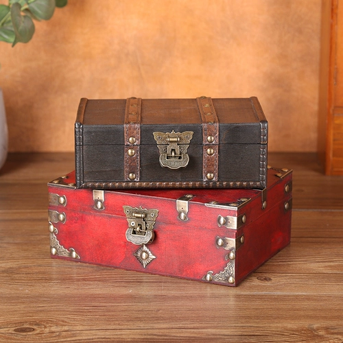 Ретро деревянная антикварная коллекционная шкатулка для сокровищ, бытовой ящик для хранения писем и документов с замком, настольный ящик для хранения паролей