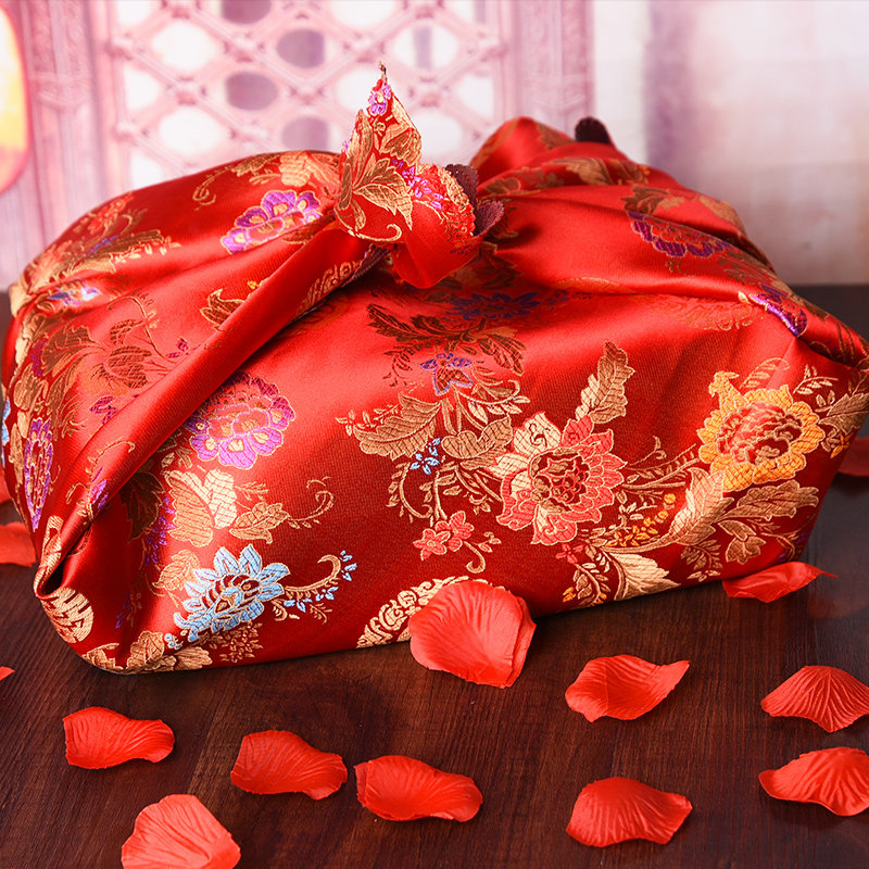 Wedding props red cloth wedding hi pot wrapped cloth furoshiki Chinese dowry woman dowry supplies Daquan