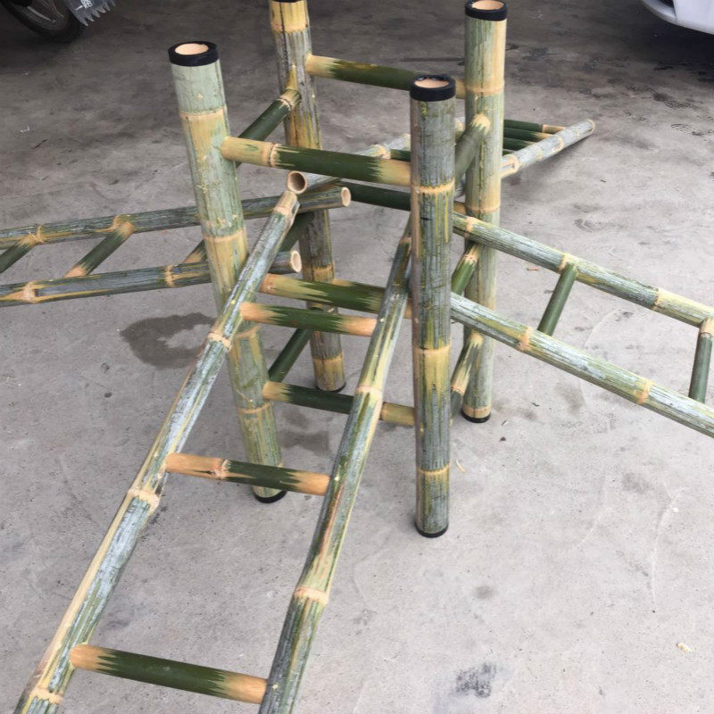 Bamboo ladder 1m 2m 3m 4 kindergarten outdoor climbing ladder Stairs Herringbone ladder Amusement equipment climbing frame ladder