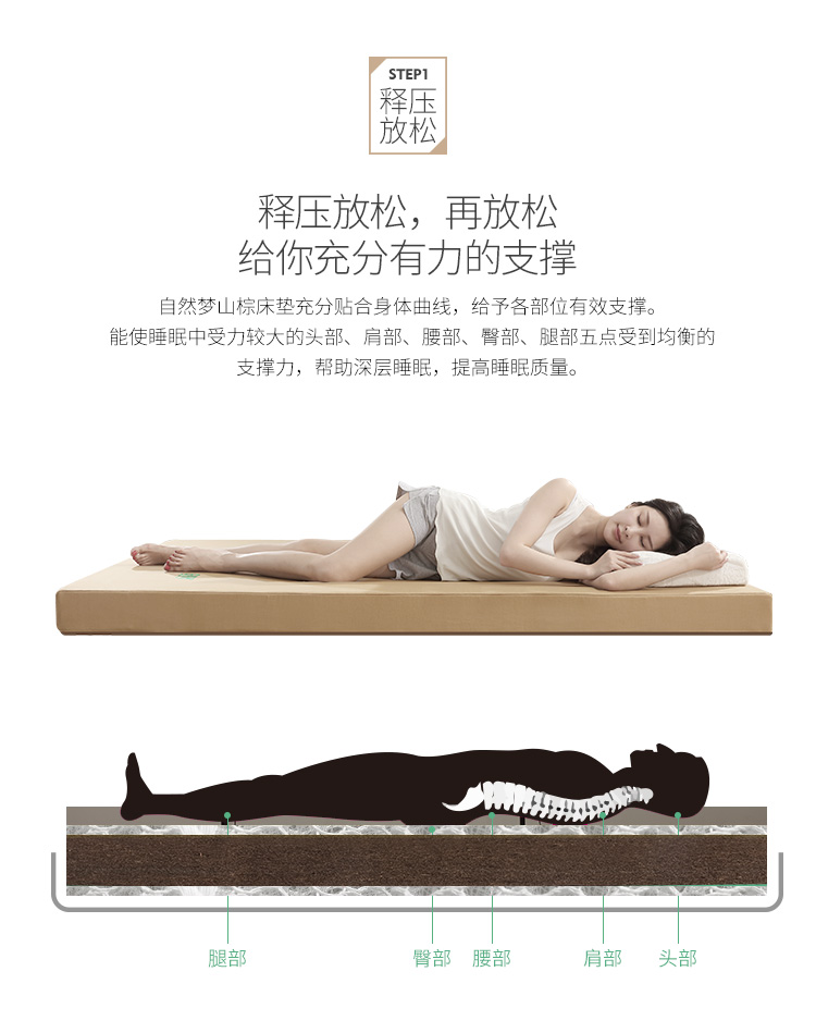 Giấc mơ tự nhiên [Hawthorn] Nệm nâu núi Cổ điển Mat cứng Nệm cứng Giường đôi Mat 1,8 mét - Nệm nệm nhỏ