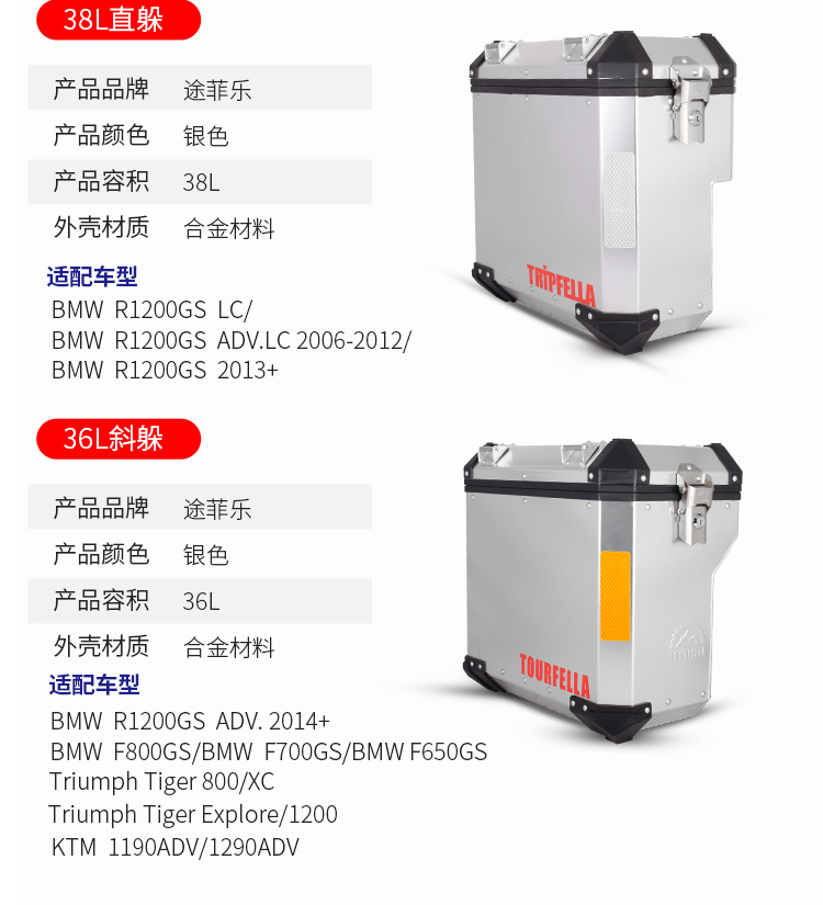 20101516 DL650 ẩn khung bên hộp Tufei Le ba hộp đuôi tấm hợp kim nhôm hộp đuôi TOURFELLA - Xe gắn máy phía sau hộp thùng để đồ xe máy