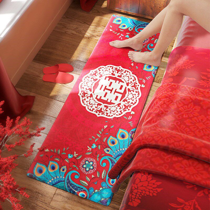 New Year Festive Home Doorway Red Carpet Ground Mat Wedding items Home Wedding Festive bedrooms Water Absorbent Foot Mat