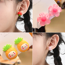 Childrens cartoon earless ear clip butterfly studs anti-pain Princess cute Japanese girl short earrings tide students