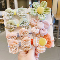 Childrens summer hipster bow hair rope headwear cute five petal flower head rope girls dont hurt hair tie