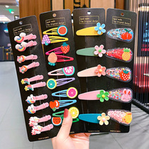 Korean childrens simple headwear Net red side banghai clip girl color flower hairclip cute hair clip hair accessories