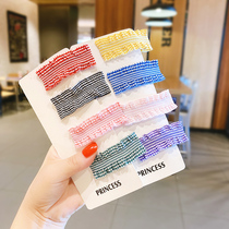 Baby cute plaid wave hair clip girl finishing broken hair bbclip headgear Princess simple not hurt hair card