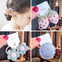 Girls Smiley Strawberry Flower Hair Rope Korean Children Fresh Little Flower Rubber Band Hairband Do not hurt Hair Tie
