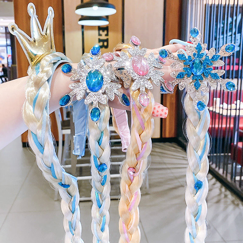 Children's Elsa Princess Tiara, Girls' Wig, Braids, Headband, Frozen Girl Crown Hairpin, Elsa Hair Accessories