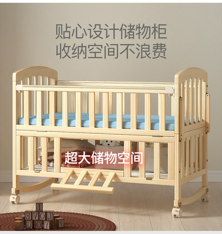 Giường Cũi Airich Ghép Giường Lớn Gỗ Chắc Chắn Đa Năng Giường Trẻ Em Sơ Sinh Có Thể Tháo Rời Nôi Cho Bé Giường BB