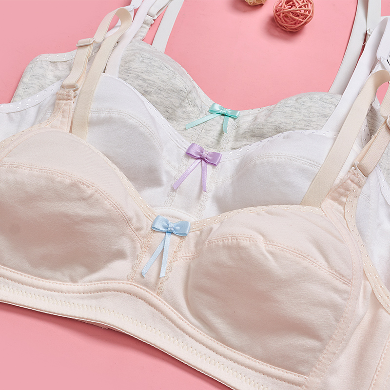 No steel ring Girl bra cotton hair growth period 13-18 years old No sponge Junior high school high school raw thin cotton underwear