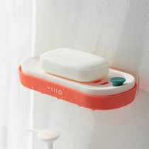 Creative soap box suction cup wall-mounted soap box rack cute drain toilet non-perforated storage rack soap box