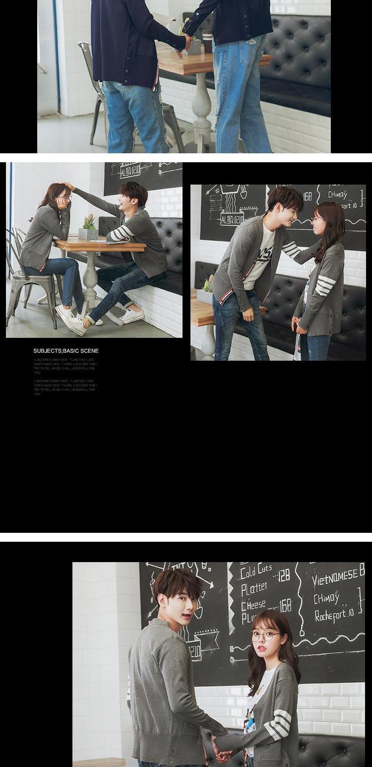 TB Li Yifeng mới với áo sơ mi nam cardigan phiên bản Hàn Quốc của cặp đôi áo len cổ lọ màu trơn đan áo len thổ cẩm