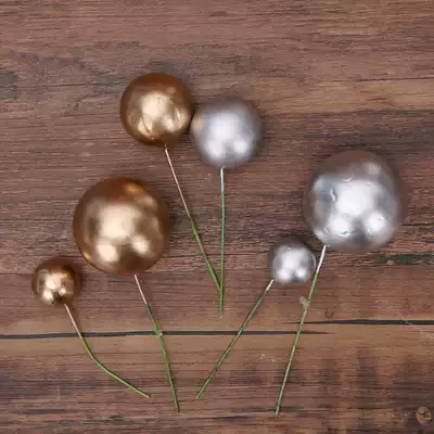 Baking plug-in birthday cake decoration decoration accessories male god rich gold ins gold ball silver ball Red Ball Card
