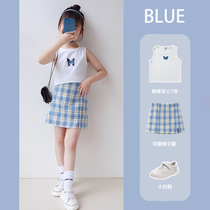 bm style College wind anti-light girl girl skirt ins high waisted hip skirt a-shaped plaid skirt