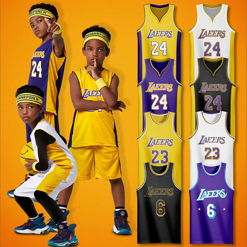 Children's Basketball Uniform Set for Boys and Girls, Elementary School Students' Training Uniform, James 23 Kobe Jersey, No. 24 Basketball Jersey